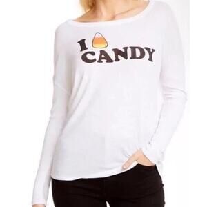 Chaser I Want Candy Corn Halloween Tee Shirt Women S Long Sleeve Graphic Top New